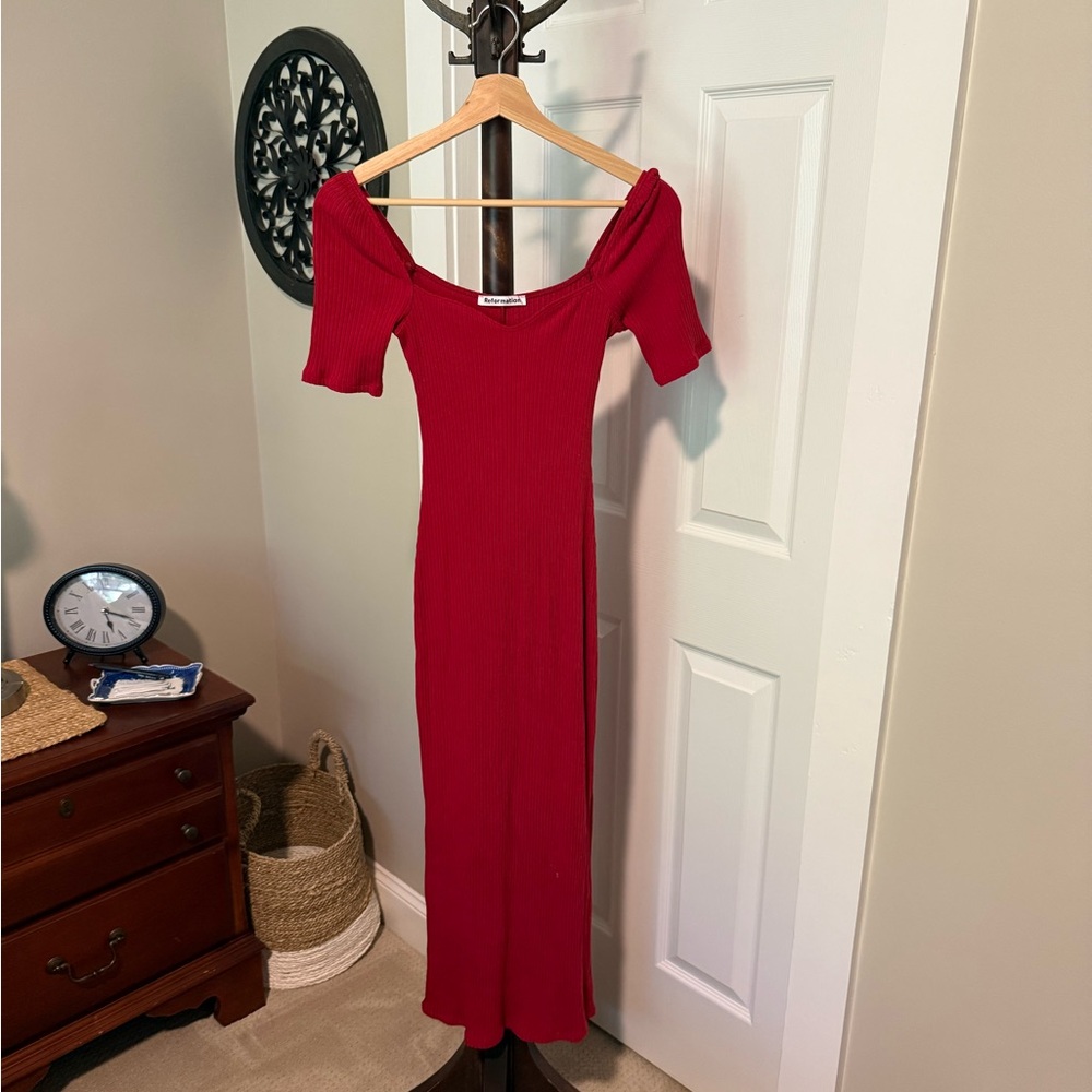 Reformation Red Knit Dress